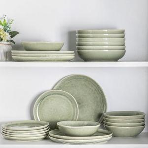 AmorArc Ceramic Dinnerware Sets,Handmade Reactive Glaze Plates and Bowls Set,Highly Chip and Crack Resistant | Dishwasher & Microwave Safe Dishes Set,Service for 8 (24pc)