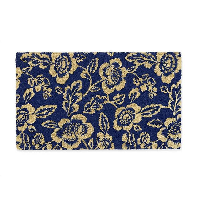 DII Indoor/Outdoor Natural Coir Fiber Spring/Summer Doormat, 18x30, Blue Peonies