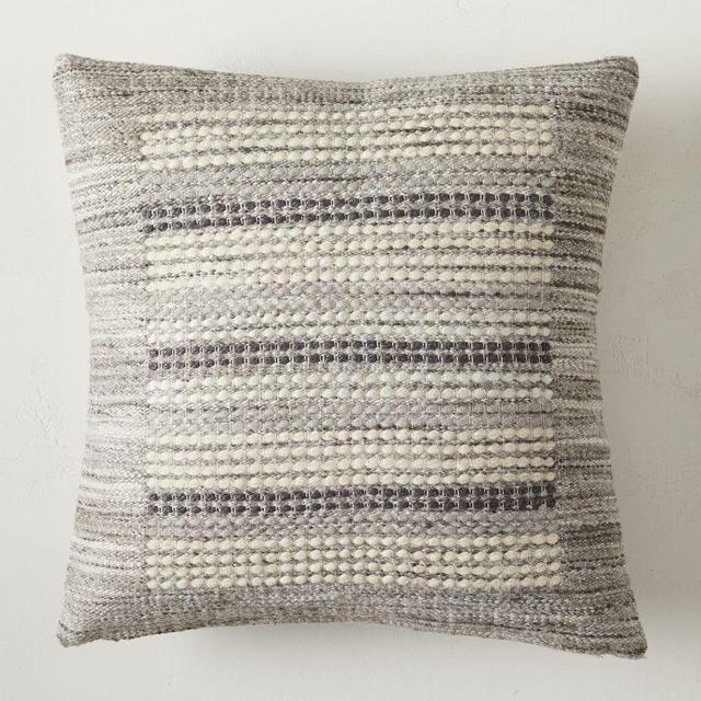 Mixed Stripes Pillow Cover, 20"x20", Charcoal