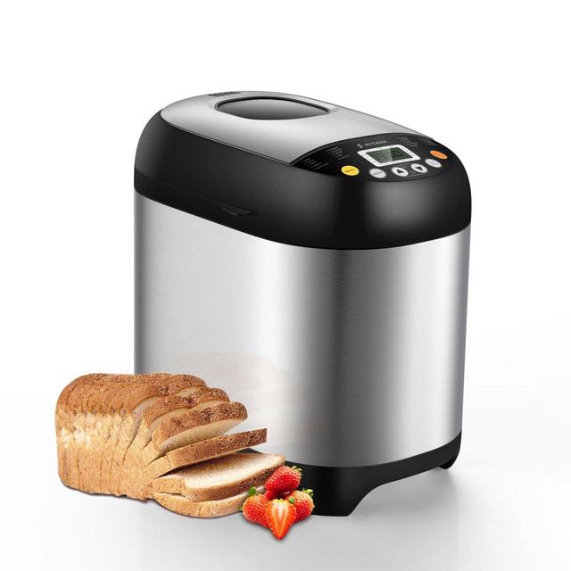 Sycees Bread Maker Machine, 2LB 19-in-1 Programmable Bread Making Machine with Nonstick Ceramic Pot, 3 Loaf Sizes 3 Crust Colors, 15 Hours Delay, Reserve & Keep Warm Setting, and Recipes