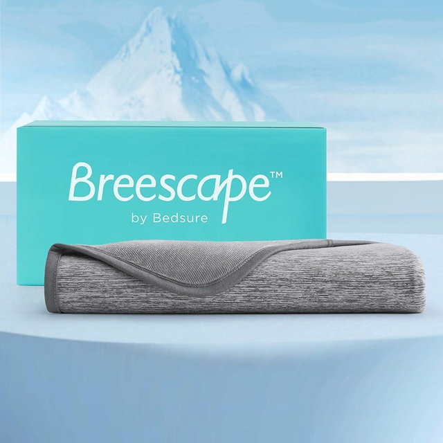 Bedsure Breescape Cooling Blanket for Hot Sleepers - Lightweight Cool Summer Blanket, Arc Chill Throw Blanket with Rayon Derived from Bamboo, Cold Ice Blankets for Night Sweats, 50×70, Dark Grey