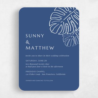 Blue Rounded Wedding Invitation - Morelos Portrait
