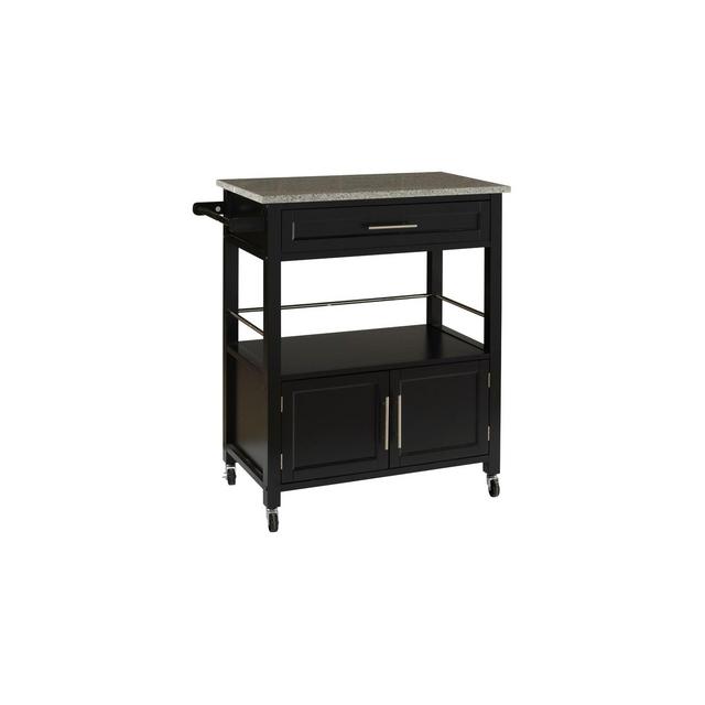 Cameron Granite Top Kitchen Cart Wood/Black - Linon
