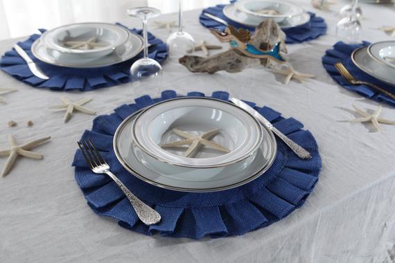 Blue Royal Burlap Placemat 16'' (Set of 8)