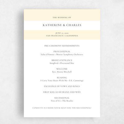 Butter, Yellow Wedding Program - Potter