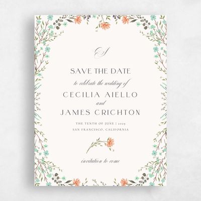 Beige Wedding Save the Date - Papillon Portrait