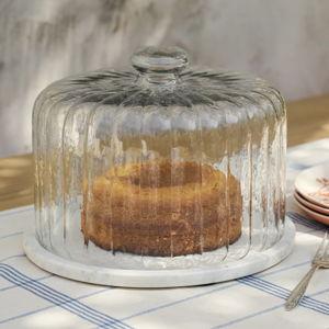 White Marble Fluted Cake Dome