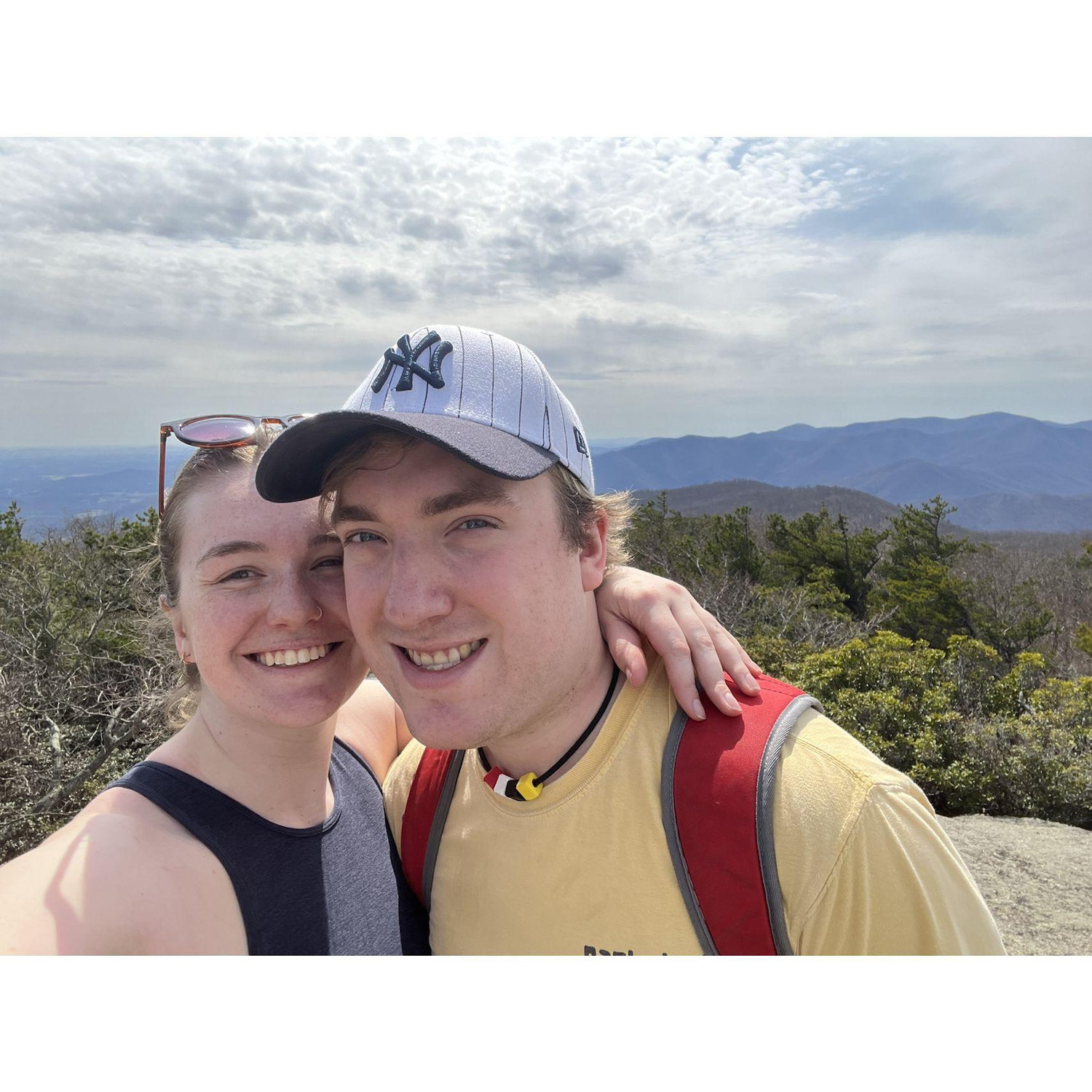 Hiking Old Rag, right after Ryan got back from Australia
