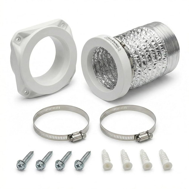 Teruaceei Magnetic Dryer Vent Kit for Tight Spaces - Self-Aligning Mag-Snap Connector, Heat Resistant & Flame Retardant ABS, Airtight Seal, Includes 4" x 2.6ft Flexible Duct & Clamps