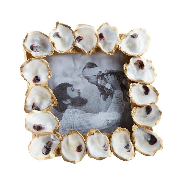 Mud Pie Square Mini Gold Oyster Frame; 4" X 4"