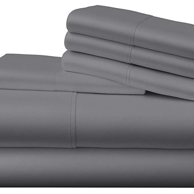 Bamboo Bay 6pc Sheet Set Bamboo Sheets King Size, Cooling Sheets, Eco Friendly, Breathable, Deep Pockets 16", Silky Soft, Machine Washable, Durable, 100% Bamboo Bed Sheets - Dark Grey