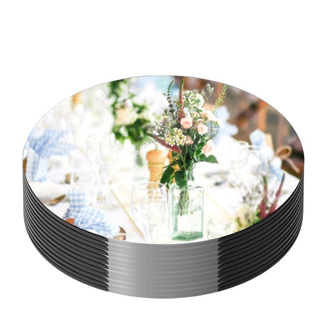 12PCS Round Mirror Centerpieces for Tables Decorations, 10" Acrylic Mirror Trays Plates for Centerpieces, Circle Mirror for Candle Plates Mirrors for Table Centerpieces Wedding Decorations