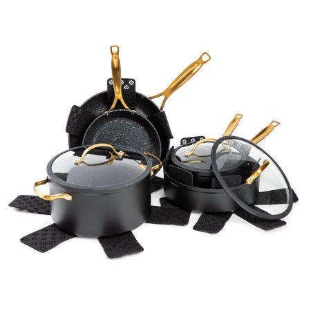 Thyme & Table Black and Gold Speckled 12 Piece Cookware Set