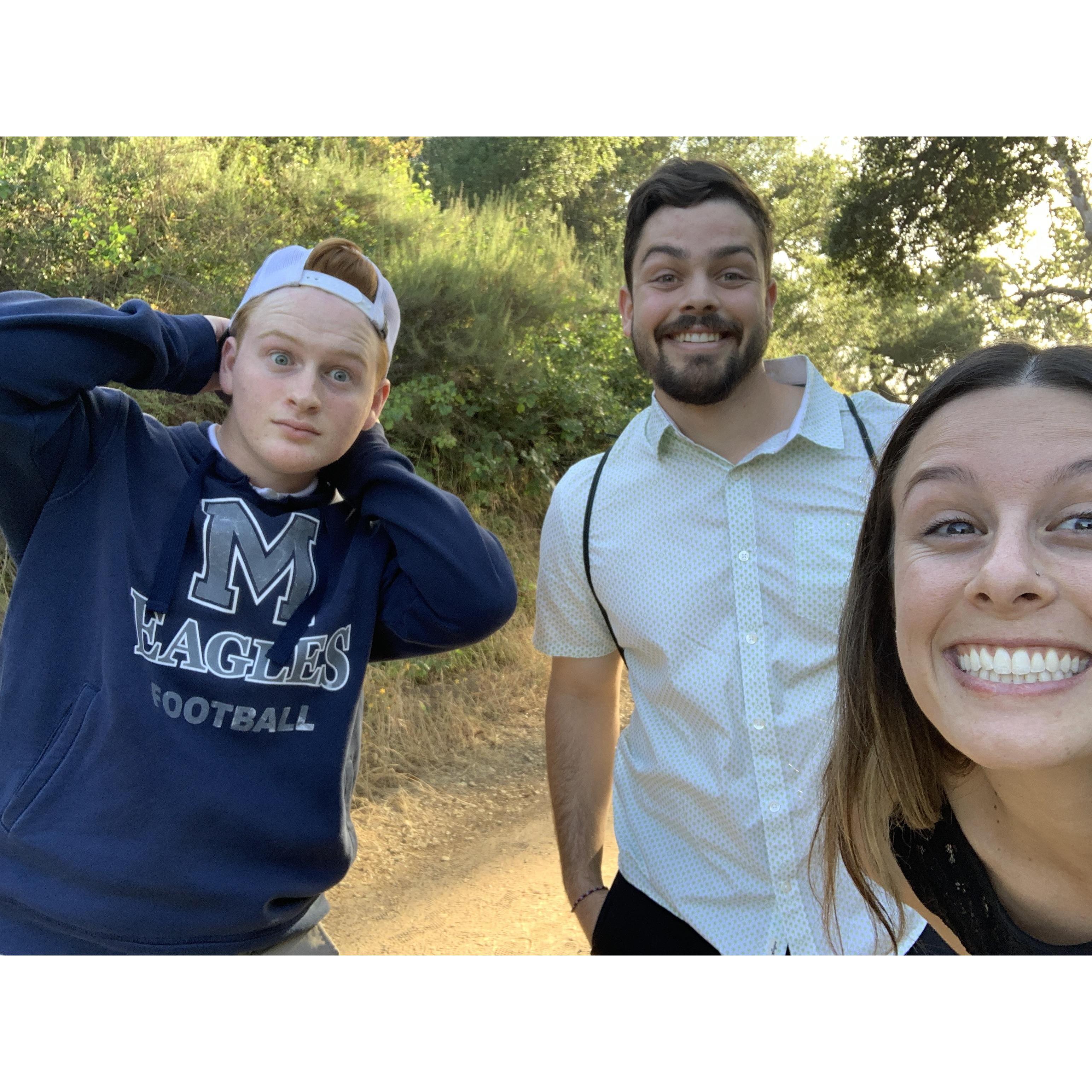 On our walk before Josh proposed. Ethan looks more nervous than him!