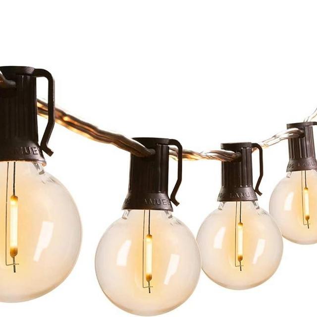 Brightown Led String Lights Outdoor 100Ft Waterproof G40 Patio Lights with 104(4 Spare) Led Shatterproof Bulbs, Led Globe Hanging Lights for Porch Bistro Balcony Backyard Decor, E12 Socket, 2200K