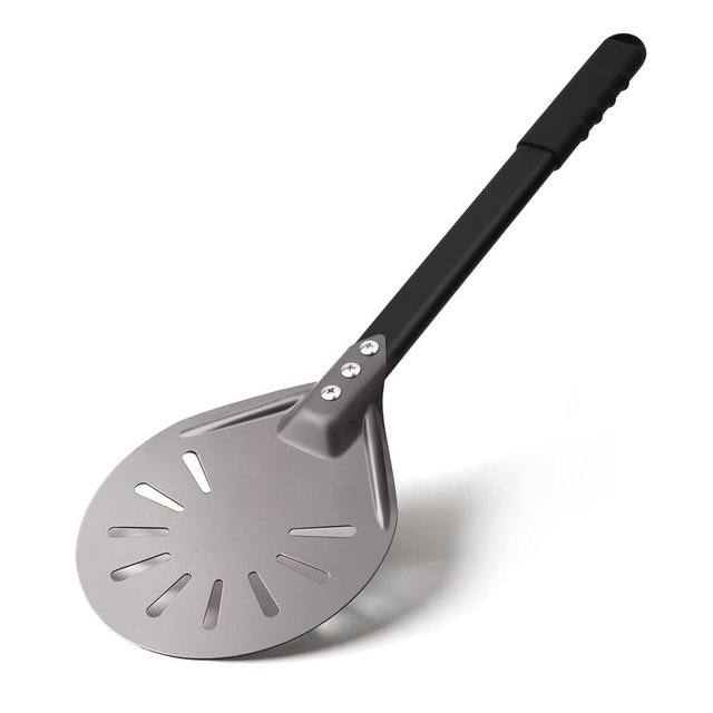 Newmeto Pizza Turning Peel 6 Inch Round Aluminum Perforated Pizza Peel Turner with Metal Handle Pizza Paddle for Homemade Pizza Oven Accessories