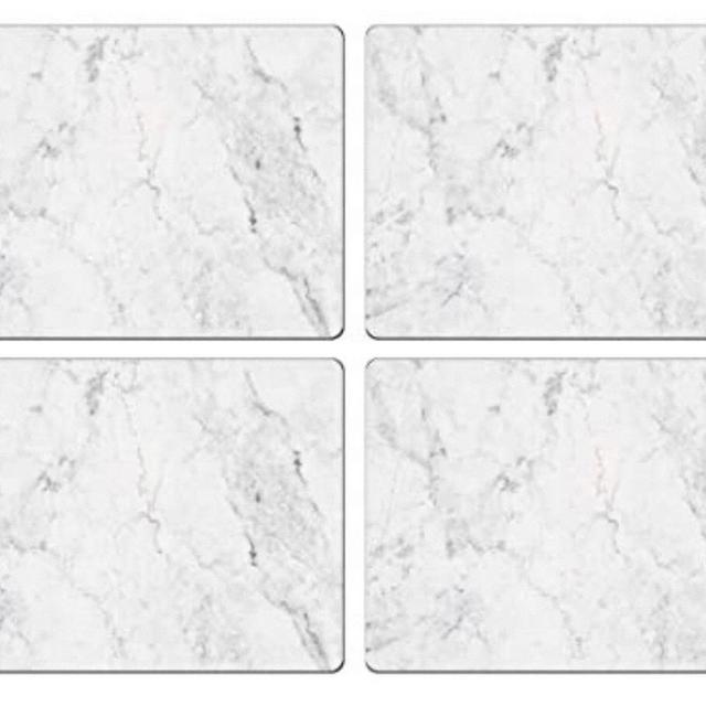 4 Cala Home Premium Hardboard Placemats Table Mats, White Marble