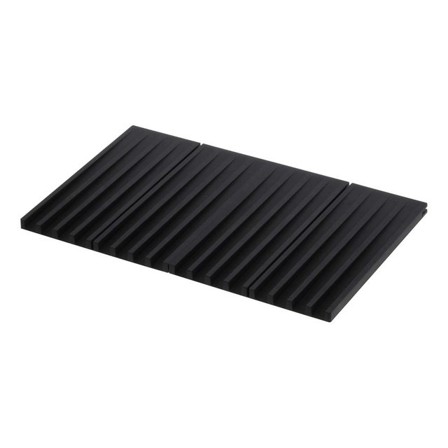 Yamazaki Home Tower Folding Dish Drainer Mat, Black Silicone