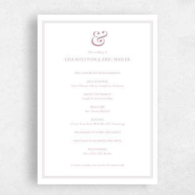 Blush, Pink Wedding Program - Verona