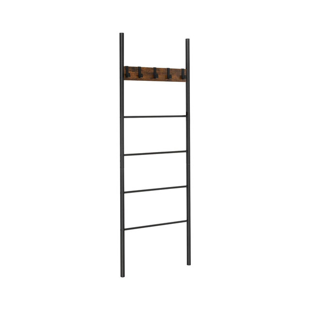 SUGIFT Wall-Leaning Decorative Blanket Holder with 5 Removable Hooks