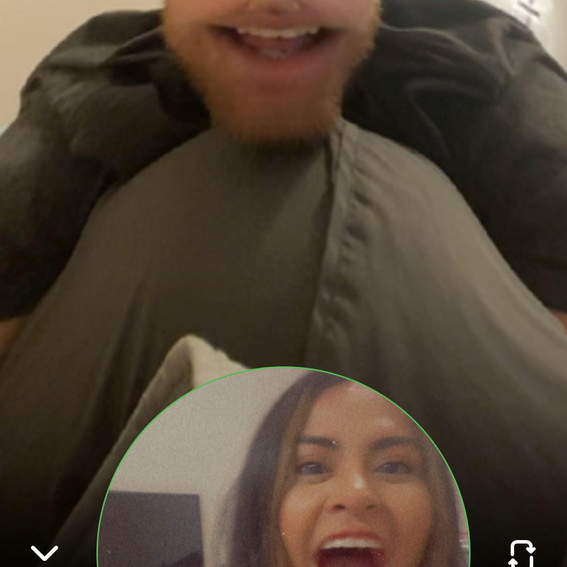 Javin and I video chatting and trying out snapchat filters.