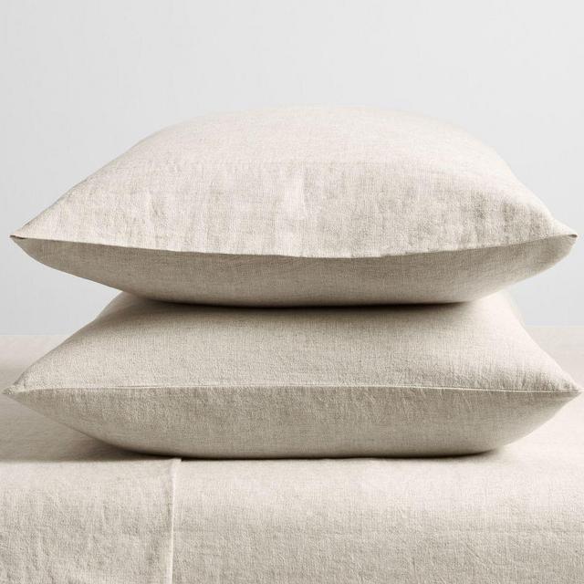 Oatmeal European Flax Linen/Cotton Pillowcases, King, Set of 2