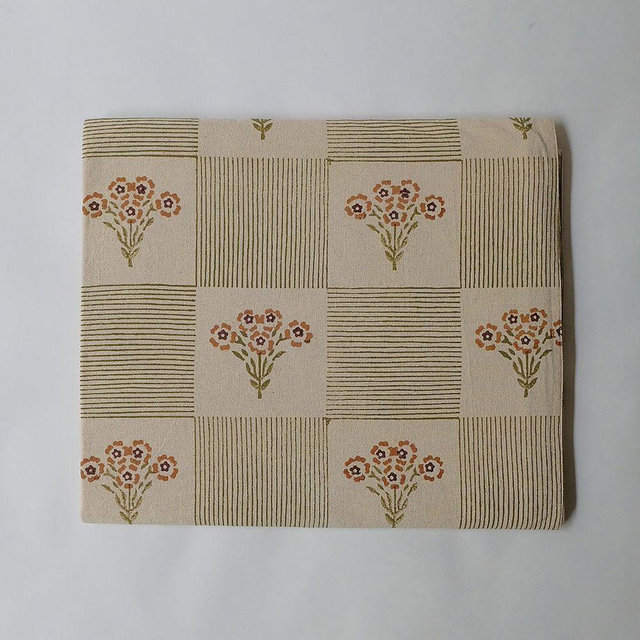 Shreya Hand Block-Printed Cotton Tablecloth, Olive