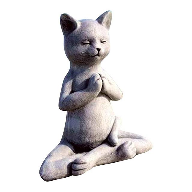 Dog Buddha, Meditation Pet Dog/Cat Statue-Dog Garden Sculpture Decoration, Loving Friend Memorial Statue, Spring Home Outdoor, Resin Wall Art Decorative for Patio Yard Lawn Porch, Ornament Gift (Cat)