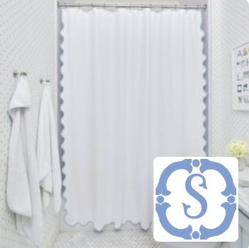 Scallop Shower Curtain with “S” Applique