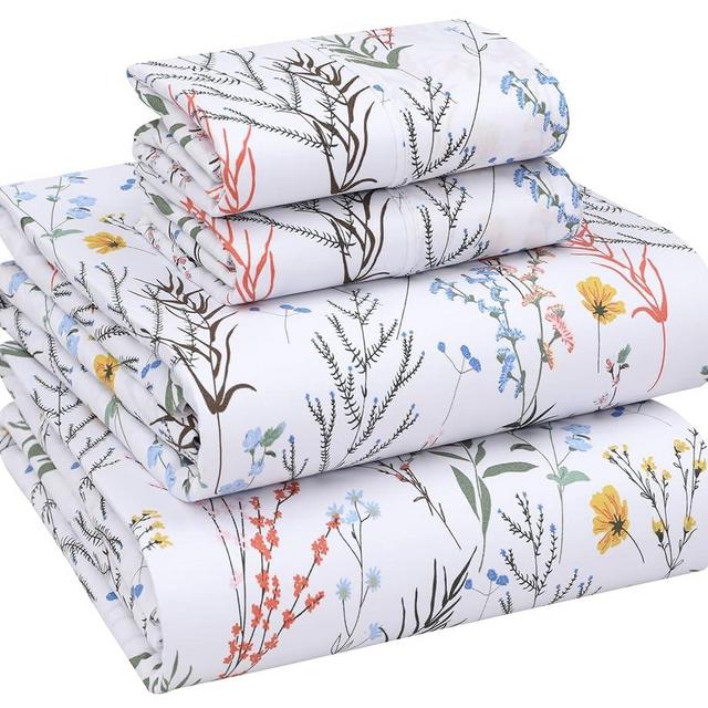 RUVANTI 100% Cotton Sheets for Queen Size Bed - Crispy Cooling Percale Sheets - Breathable & Durable Queen Sheet Set - 16 Inches Deep Pocket Sheets - Aroma - 4 Pieces