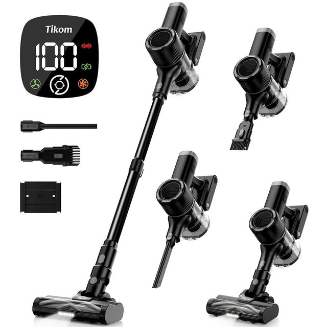 Tikom Cordless Vacuum Cleaner for Home, 40000Pa/450W Stick Vacuum with Charging Wall Dock, Anti-Tangle, Lightweight Handheld Vacuum for Pet Hair, Hard Floor, Carpet, V450