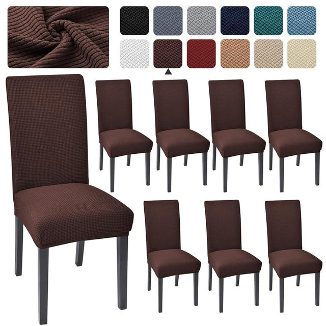 Aertiavty Chair Covers for Dining Room Set of 8 Kitchen Chair Seat Covers, Dining Room Chair Covers Chair Slipcover Parsons Chair Covers, Chocolate
