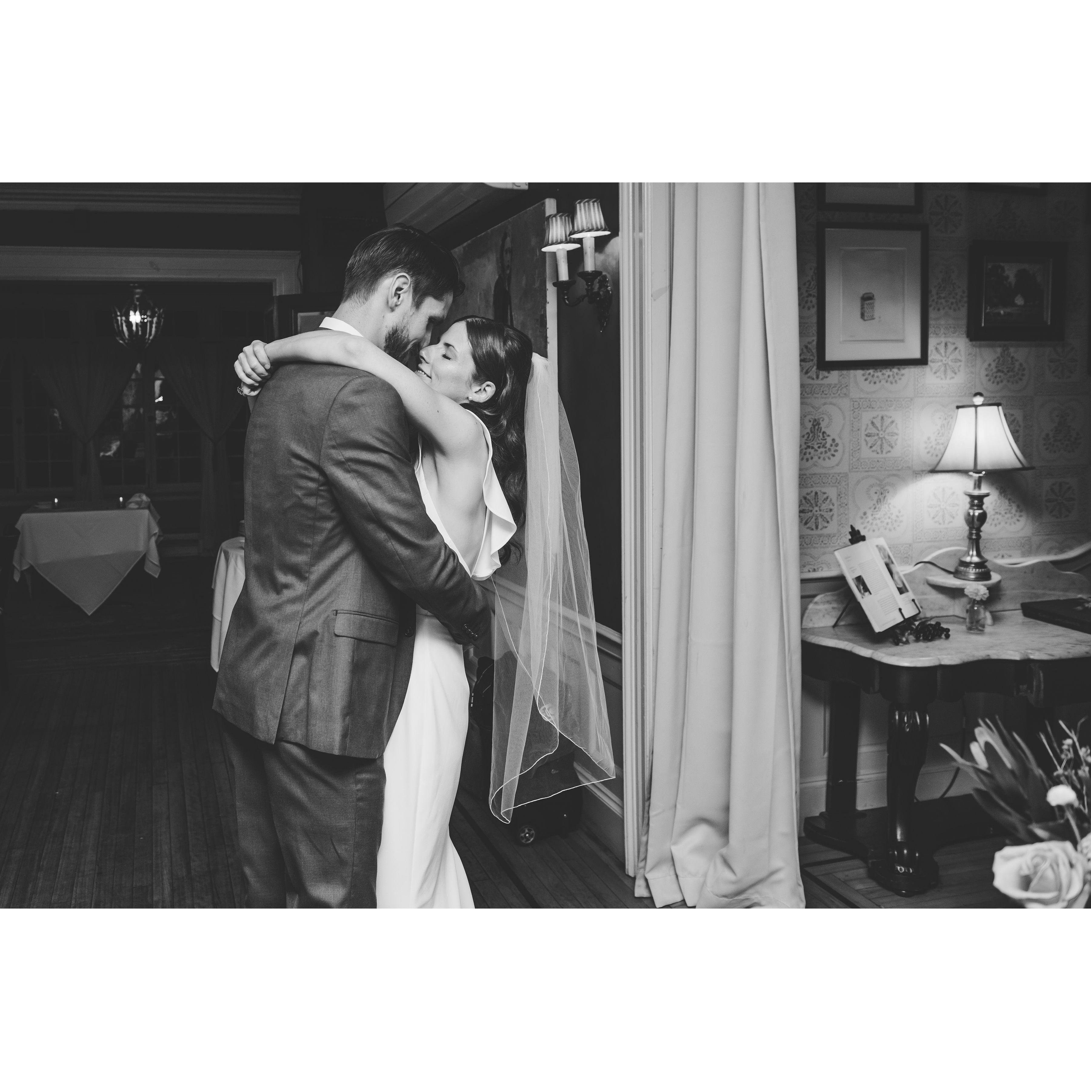 Our secret first dance alone in the dining room after the family had departed for the night, to the song 'Rainbow' by Kacey Musgraves.
