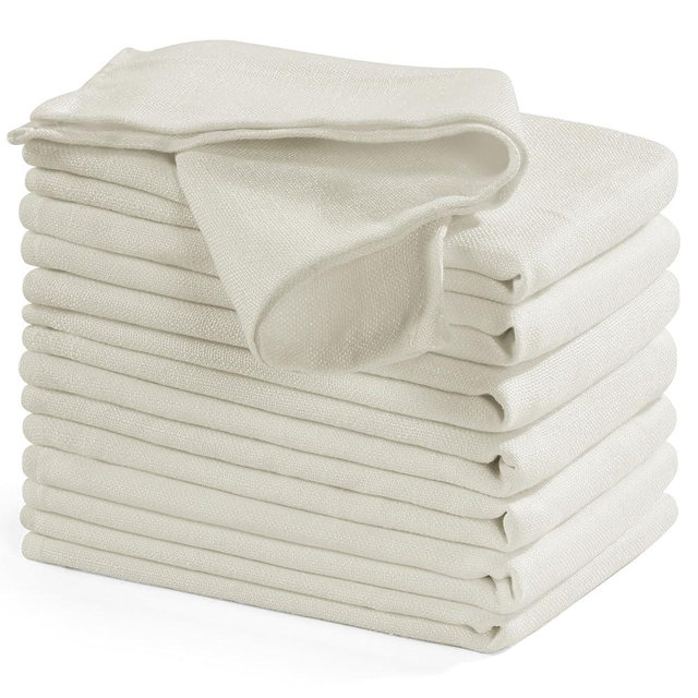 Laura Ashley Esme Decorative Tablecloth, Wrinkle and Stain Resistant, Spillproof Water Repellent, Washable Polyester Fabric for Dining, Kitchen, Holiday and Party, Set of 8 Napkins, Ivory