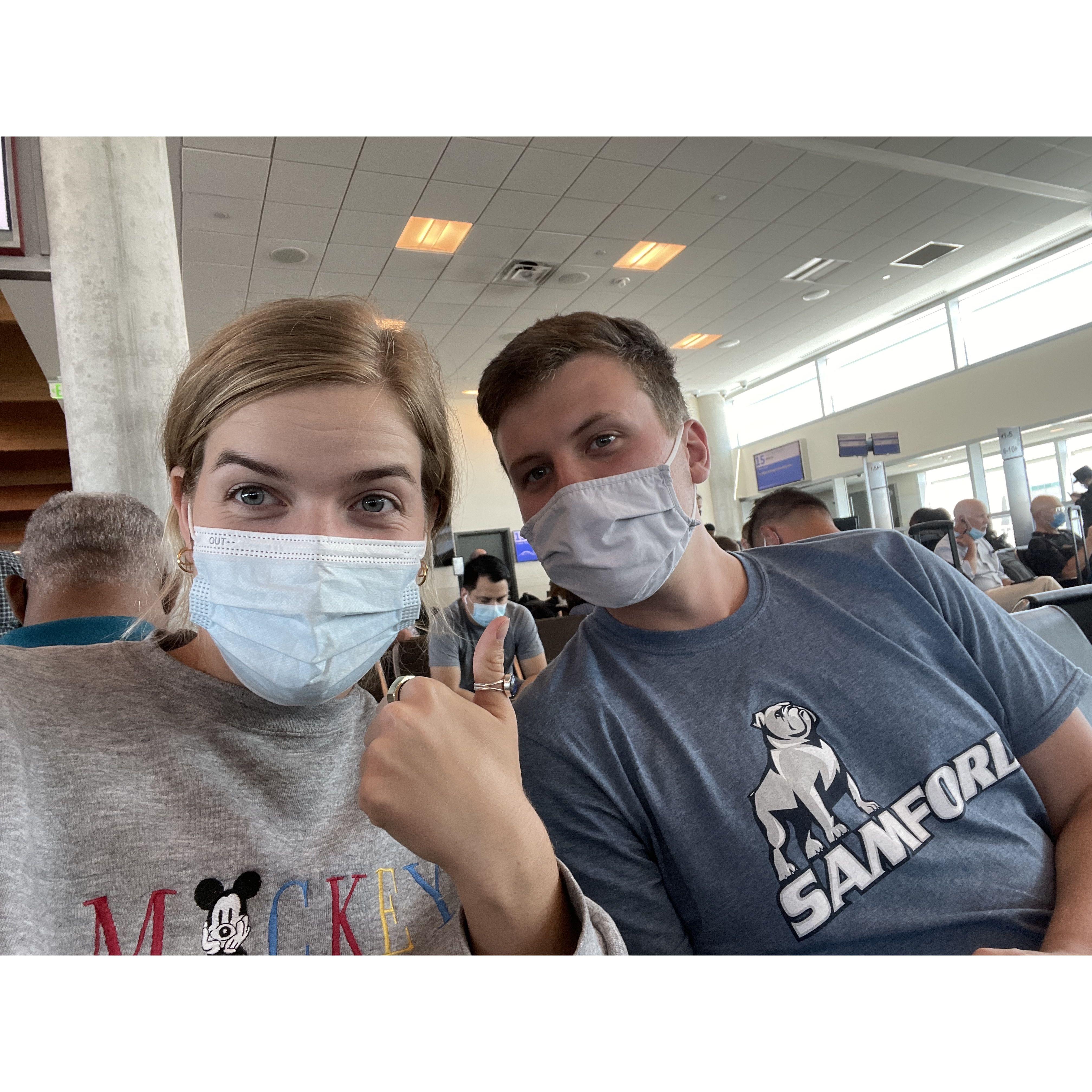 Our first plane ride together, pre-dating, on the way to Texas @Savannah. August 2021