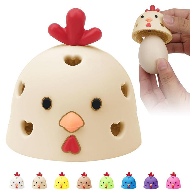 Egg Brush Cleaner, Egg Scrubber Tool for Fresh Eggs, Egg Washer Cleaner Scrubber, Creative Chicken Shape Egg Wash Brush Silicone Washing Egg Tool - Khaki