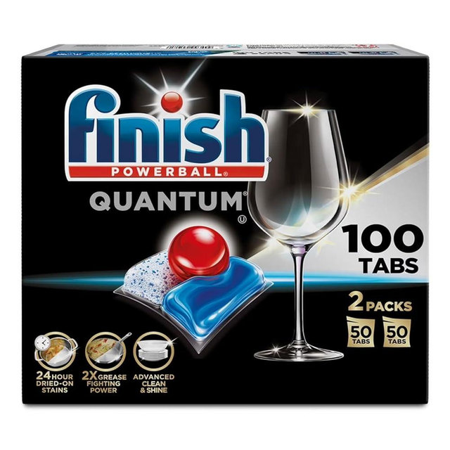 Finish - Quantum with Activblu Technology - 100 Tabs - Dishwasher Detergent - Powerball - Ultimate Clean and Shine - Dishwashing Tablets - Dish Tabs 50ct (Pack of 2)