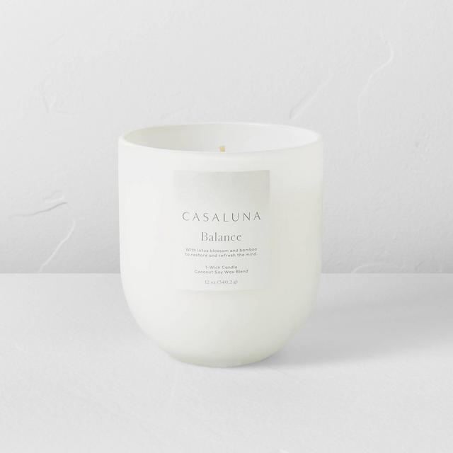 12oz Balance Core Frosted Glass Candle White - Casaluna™