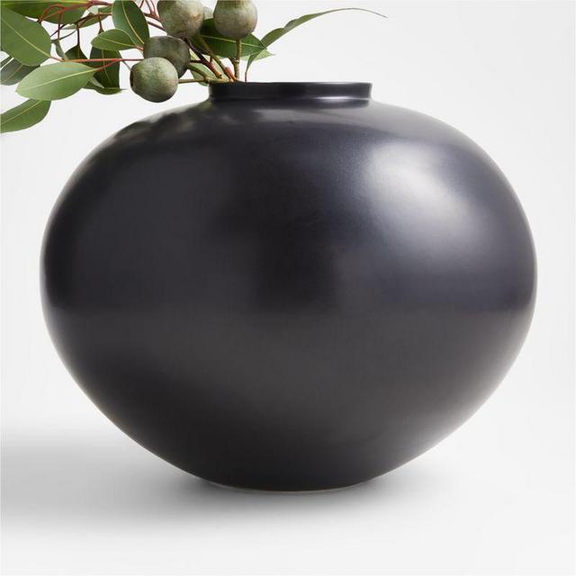 Jimena Black Round Vase