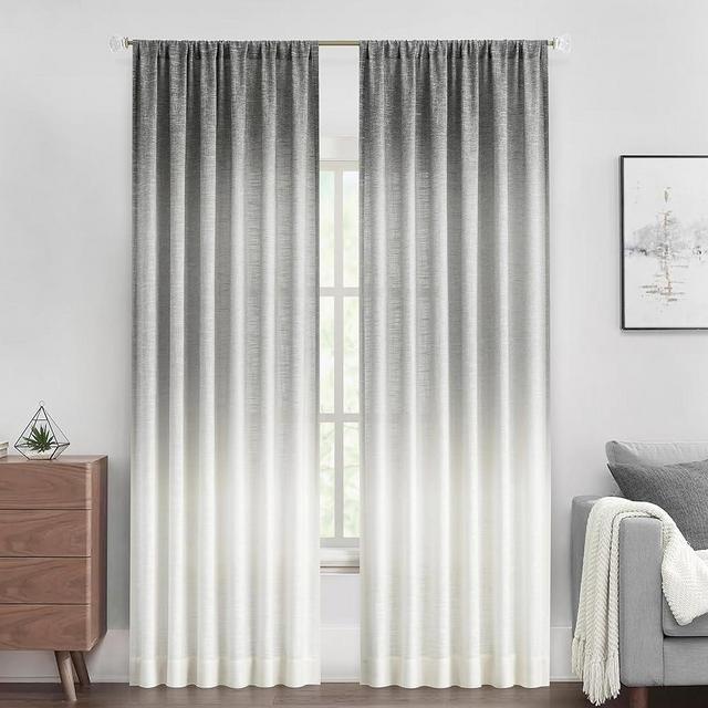 Vision Home Grey Ombre Window Curtains Linen Texture Gradient Light Filtering Semi Sheer Curtains 84 inch Length for Living Room Bedroom Rod Pocket,Cream White to Gray,50" Wx84 L Each,2 Panels