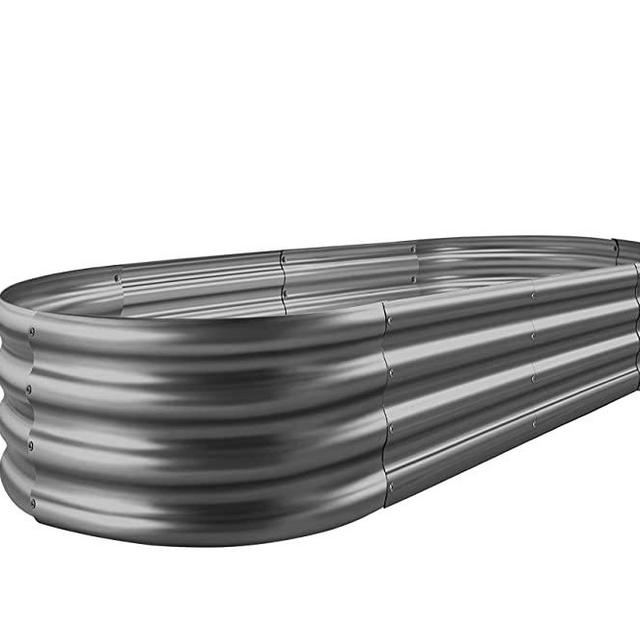 Land Guard Galvanized Raised Garden Bed Kit, Galvanized Planter Raised Garden Boxes Outdoor, Oval Large Metal Raised Garden Beds for Vegetables(Grey)…