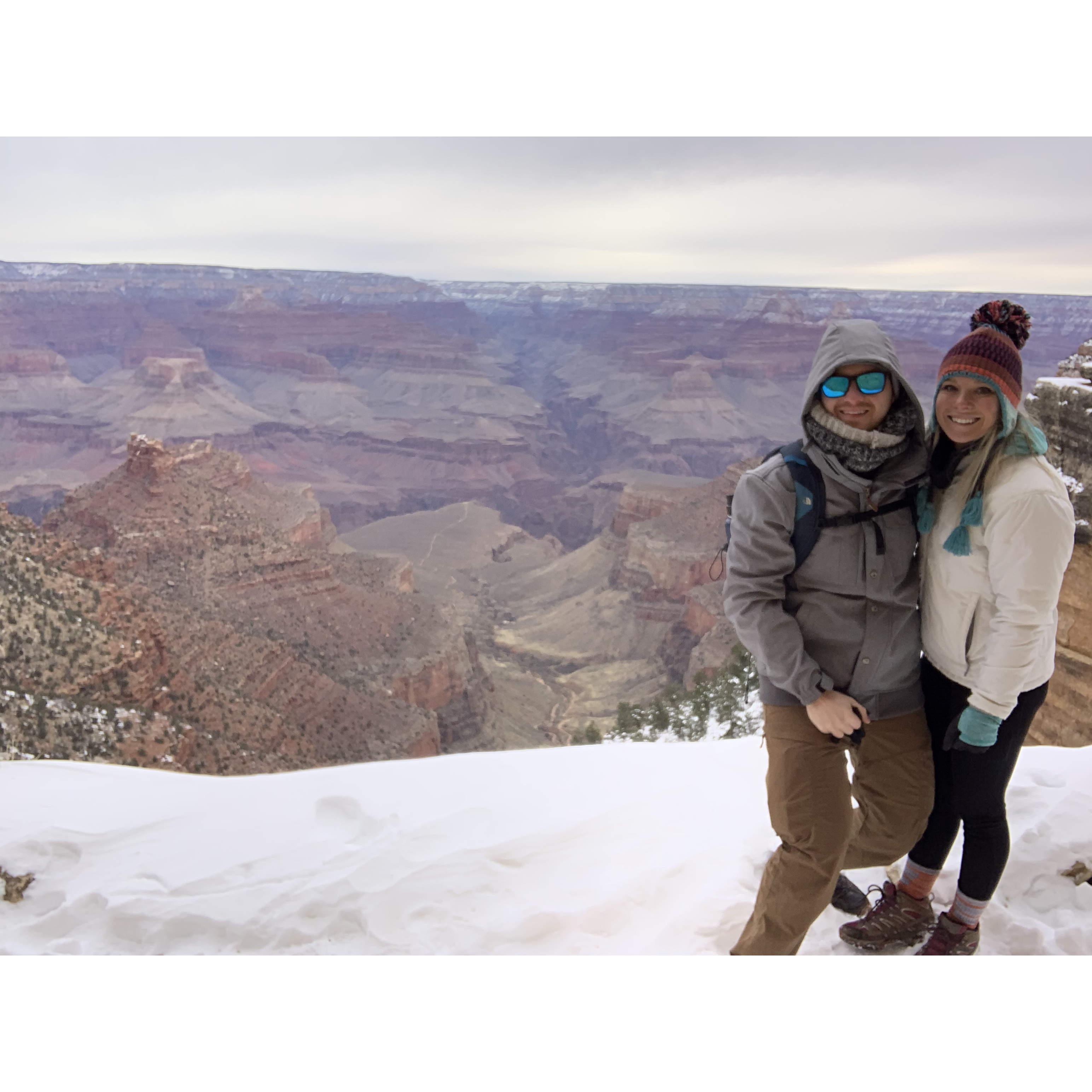 At the top of the Grand Canyon at the beginning of the long long journey down over 3,000 feet and back UP!