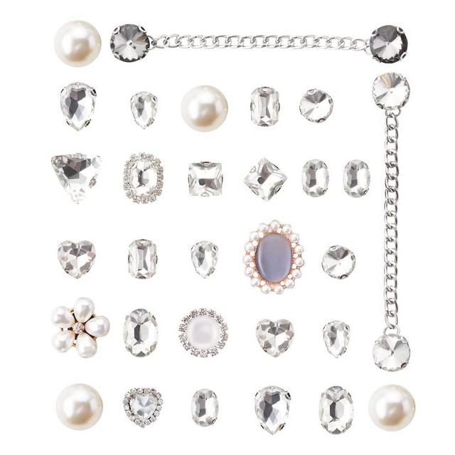 Rhinestone Pearl Shoe Charms with Chains Fits for Clog Sandals for Women Girl Party Favor Birthday Gifts…
