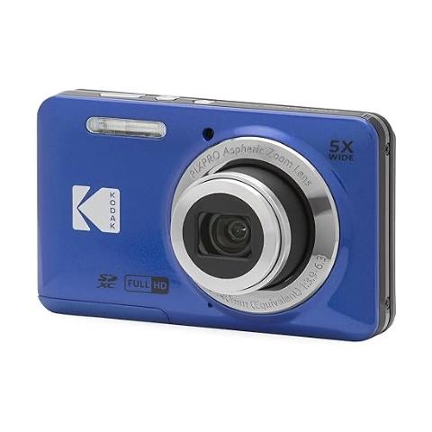 Kodak PIXPRO FZ55 Digital Camera, Compact Point & Shoot with 16MP Sensor, 5X Optical Zoom, 28mm Wide Angle, 1080p Video, Blue