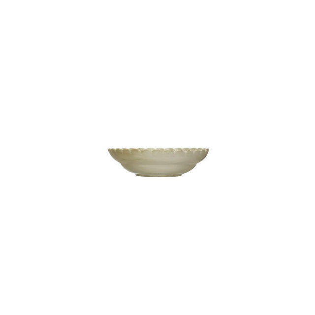 Storied Home Stoneware Bowl with Scalloped Edge, Ivory