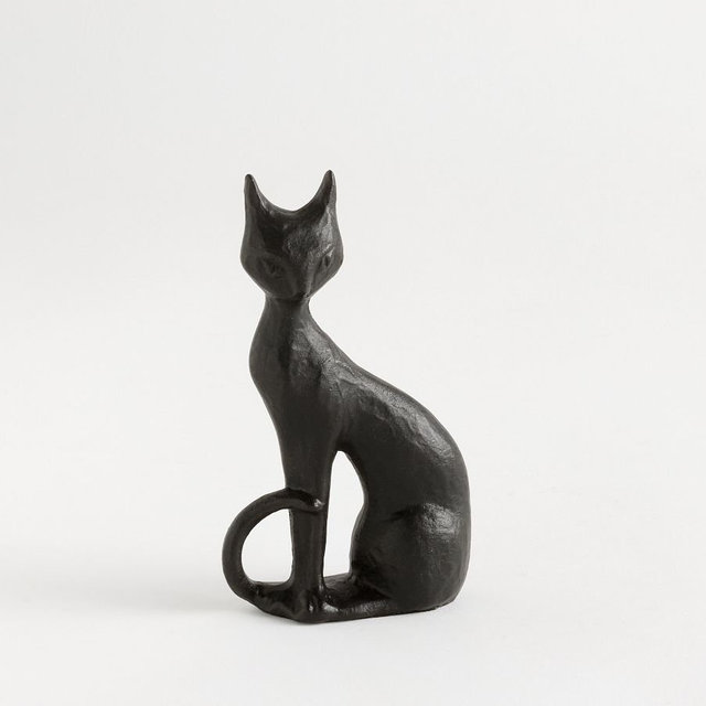 Sculpted Bronze Cat Object