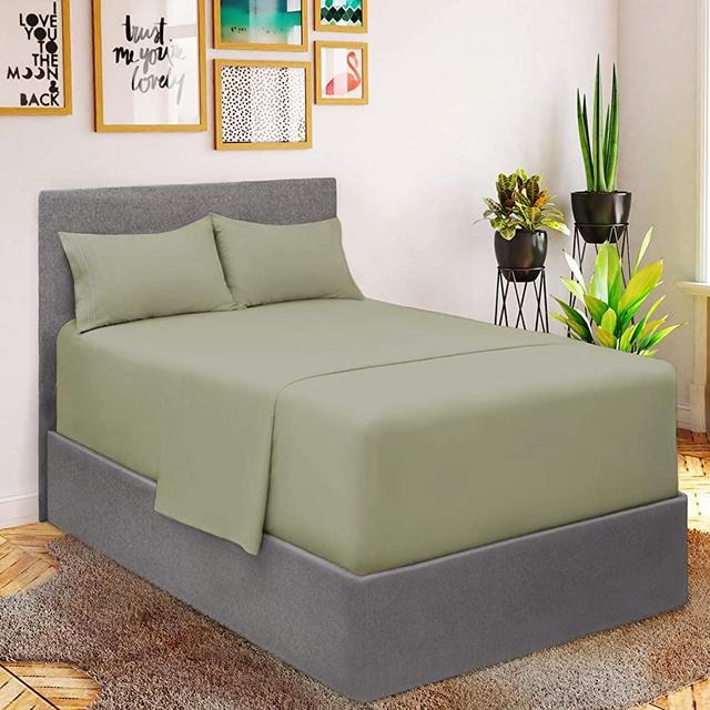 Mellanni Extra Deep Pocket Queen Sheet Set - Hotel Luxury 1800 Bedding Sheets & Pillowcases - Extra Deep Pocket Sheets up to 21" - Ultra Soft Cooling Bed Sheets - Easy care - 4 Piece (Queen, Spa Mint)