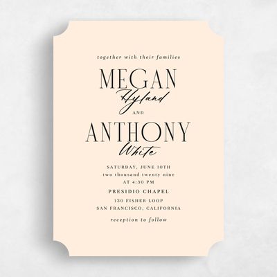 Beige Ticket Wedding Invitation - Uzes Portrait