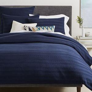 Organic Dobby Ladder Stripe Duvet Cover King Size Midnight Color
