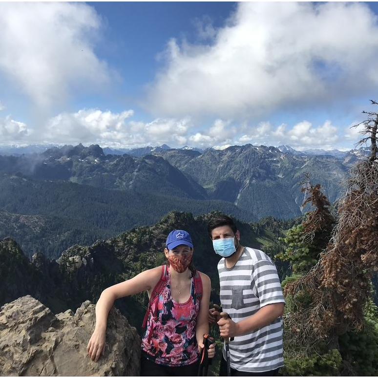Hiking Mt. Ellinor on our -1 (turned out to be -2 year anniversary, July 29, 2020). Mt. Ellinor is the southernmost peak in the Olympics, and is visible from Alderbrook.